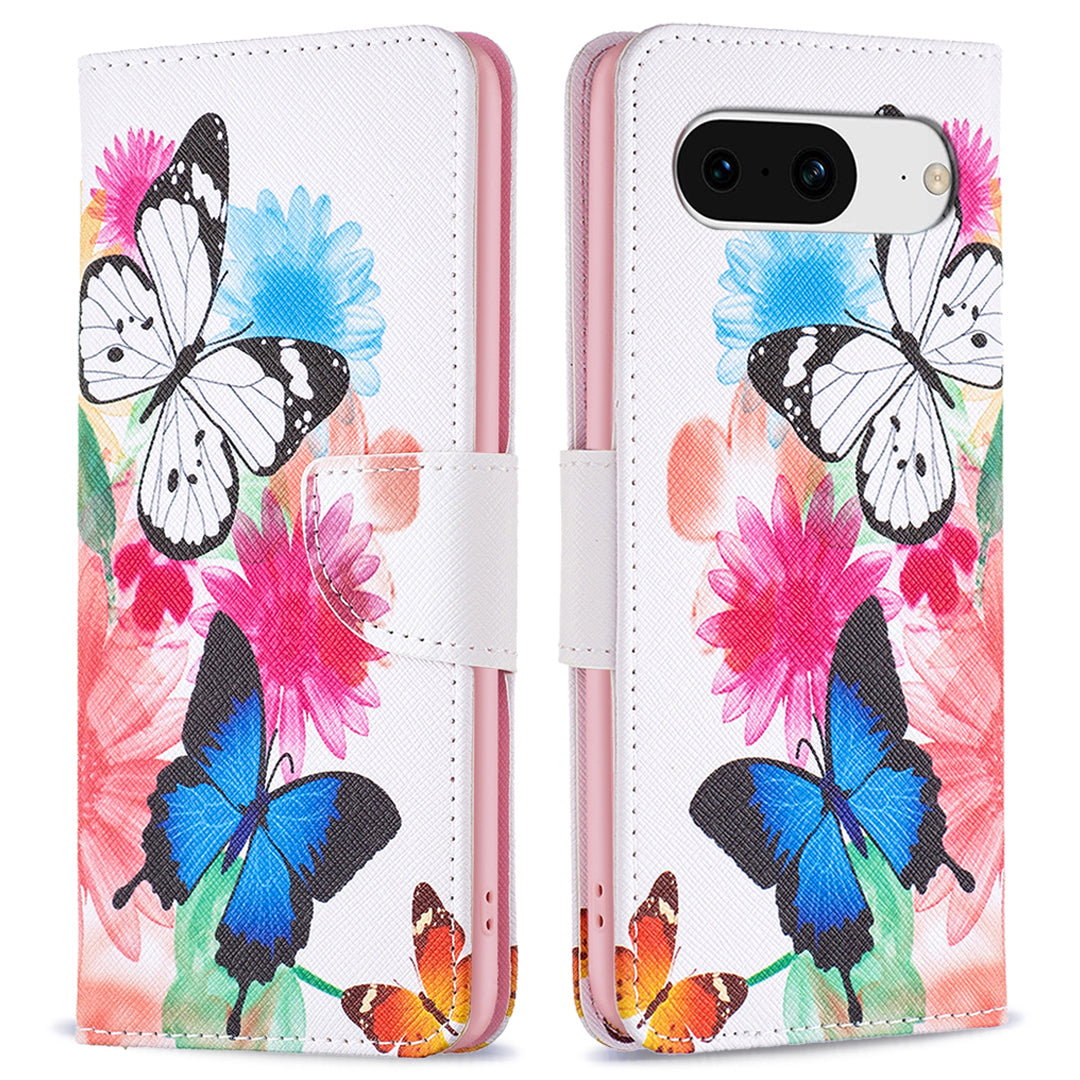 For Google Pixel 8 Pattern Printing Leather Wallet Phone Cover Flip Stand Protective Case