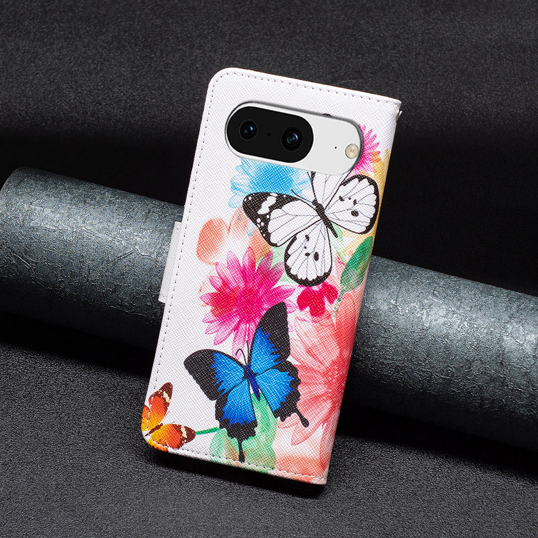 For Google Pixel 8 Pattern Printing Leather Wallet Phone Cover Flip Stand Protective Case