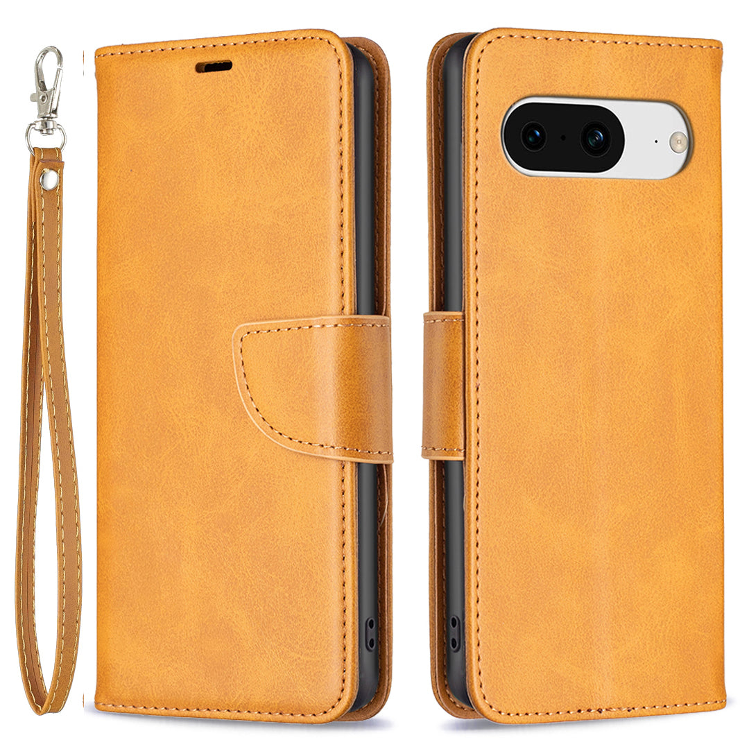 For Google Pixel 8 Textured Stand Phone Case Solid Color Wallet PU Leather + Inner TPU Phone Cover