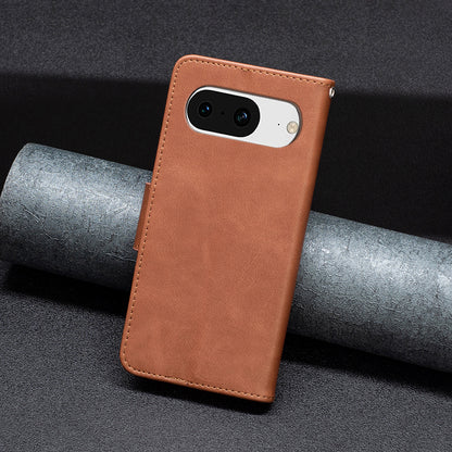 For Google Pixel 8 Textured Stand Phone Case Solid Color Wallet PU Leather + Inner TPU Phone Cover