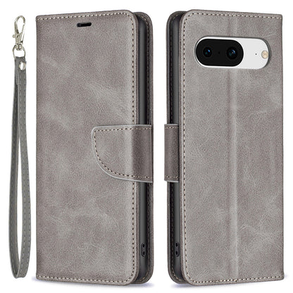 For Google Pixel 8 Textured Stand Phone Case Solid Color Wallet PU Leather + Inner TPU Phone Cover