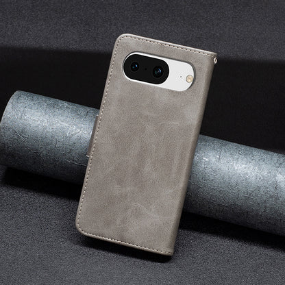 For Google Pixel 8 Textured Stand Phone Case Solid Color Wallet PU Leather + Inner TPU Phone Cover