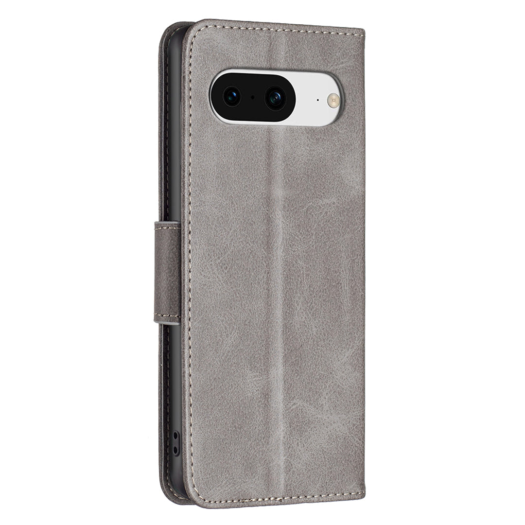 For Google Pixel 8 Textured Stand Phone Case Solid Color Wallet PU Leather + Inner TPU Phone Cover