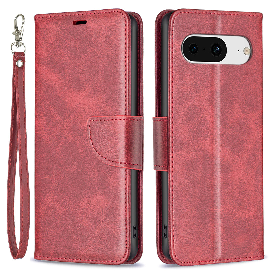 For Google Pixel 8 Textured Stand Phone Case Solid Color Wallet PU Leather + Inner TPU Phone Cover