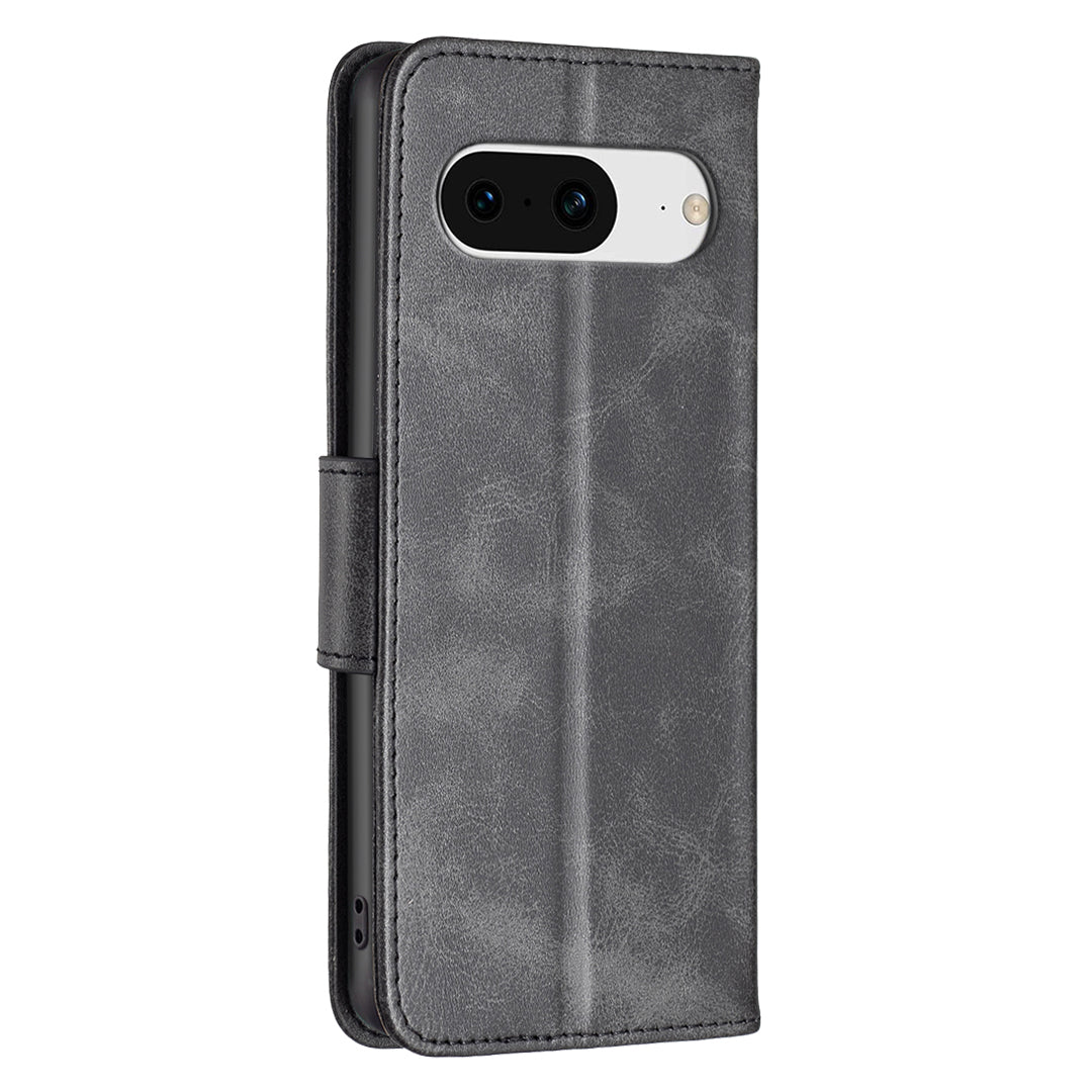 For Google Pixel 8 Textured Stand Phone Case Solid Color Wallet PU Leather + Inner TPU Phone Cover