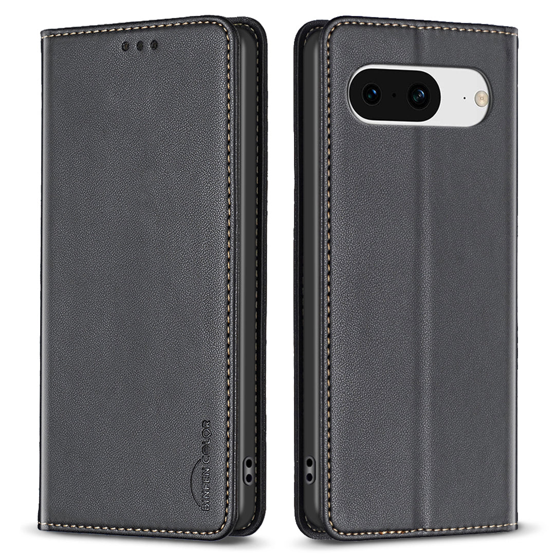 BINFEN COLOR BF18 Card Slot Phone Case for Google Pixel 8 Shockproof Case Leather Folio Flip Cover