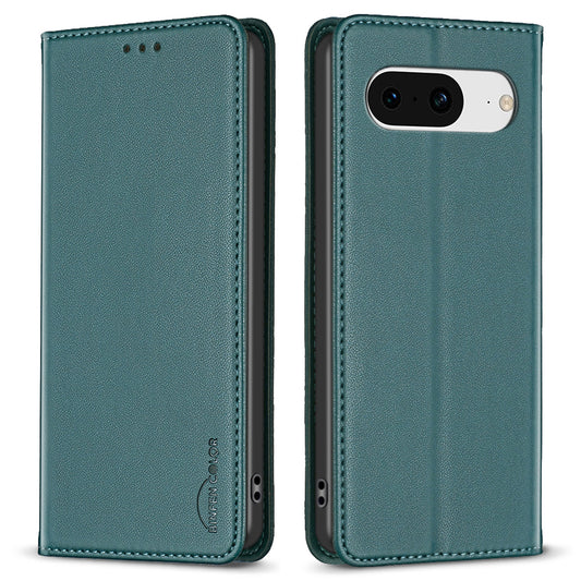 BINFEN COLOR BF18 Card Slot Phone Case for Google Pixel 8 Shockproof Case Leather Folio Flip Cover