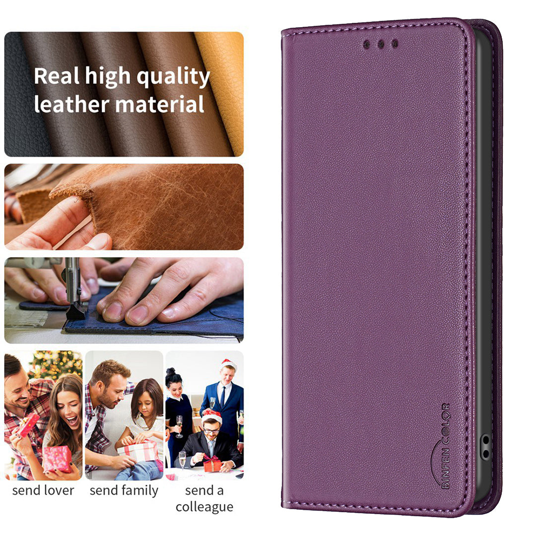 BINFEN COLOR BF18 Card Slot Phone Case for Google Pixel 8 Shockproof Case Leather Folio Flip Cover