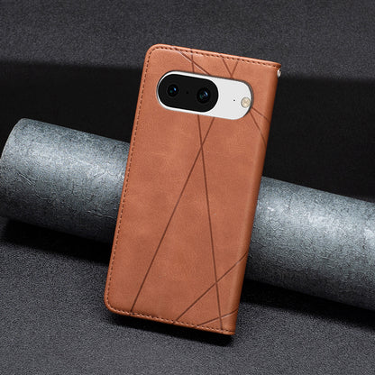 For Google Pixel 8 Stand Card Holder Imprinted Line Phone Case Drop Protection Leather Phone Cover