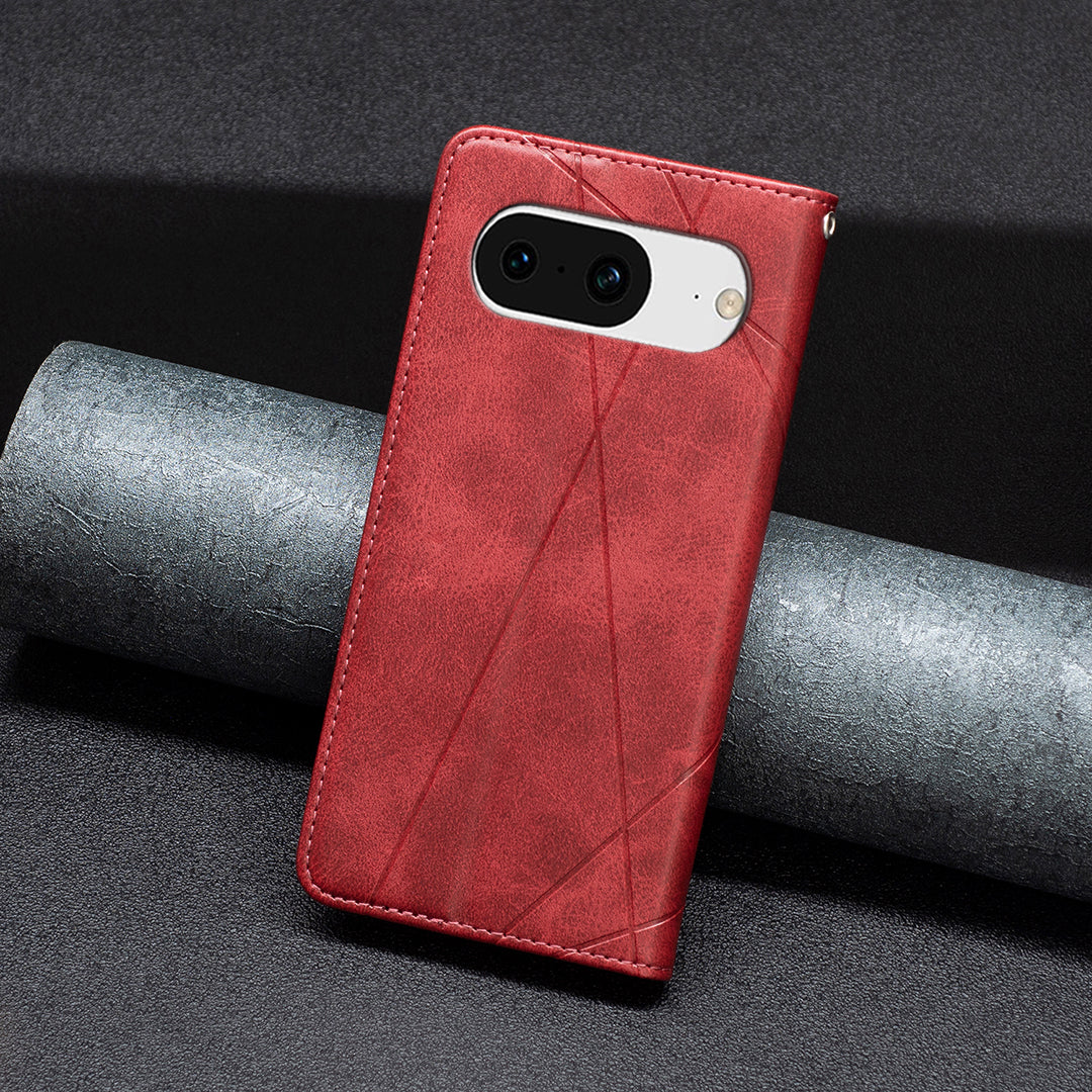 For Google Pixel 8 Stand Card Holder Imprinted Line Phone Case Drop Protection Leather Phone Cover