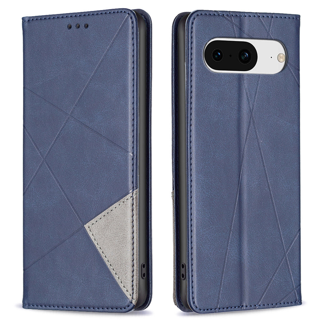 For Google Pixel 8 Stand Card Holder Imprinted Line Phone Case Drop Protection Leather Phone Cover