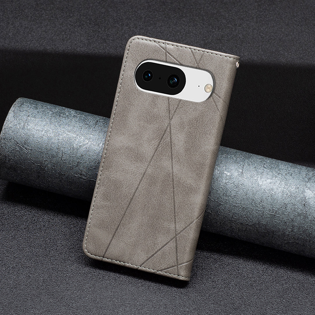 For Google Pixel 8 Stand Card Holder Imprinted Line Phone Case Drop Protection Leather Phone Cover