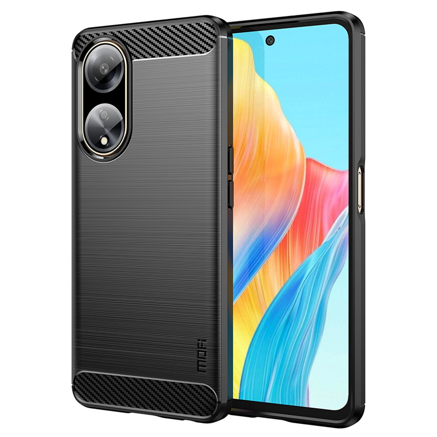 MOFI JK TPU Series-1 Soft TPU Phone Case for Oppo A1 5G Carbon Fiber Brushed Anti-Drop Phone Cover