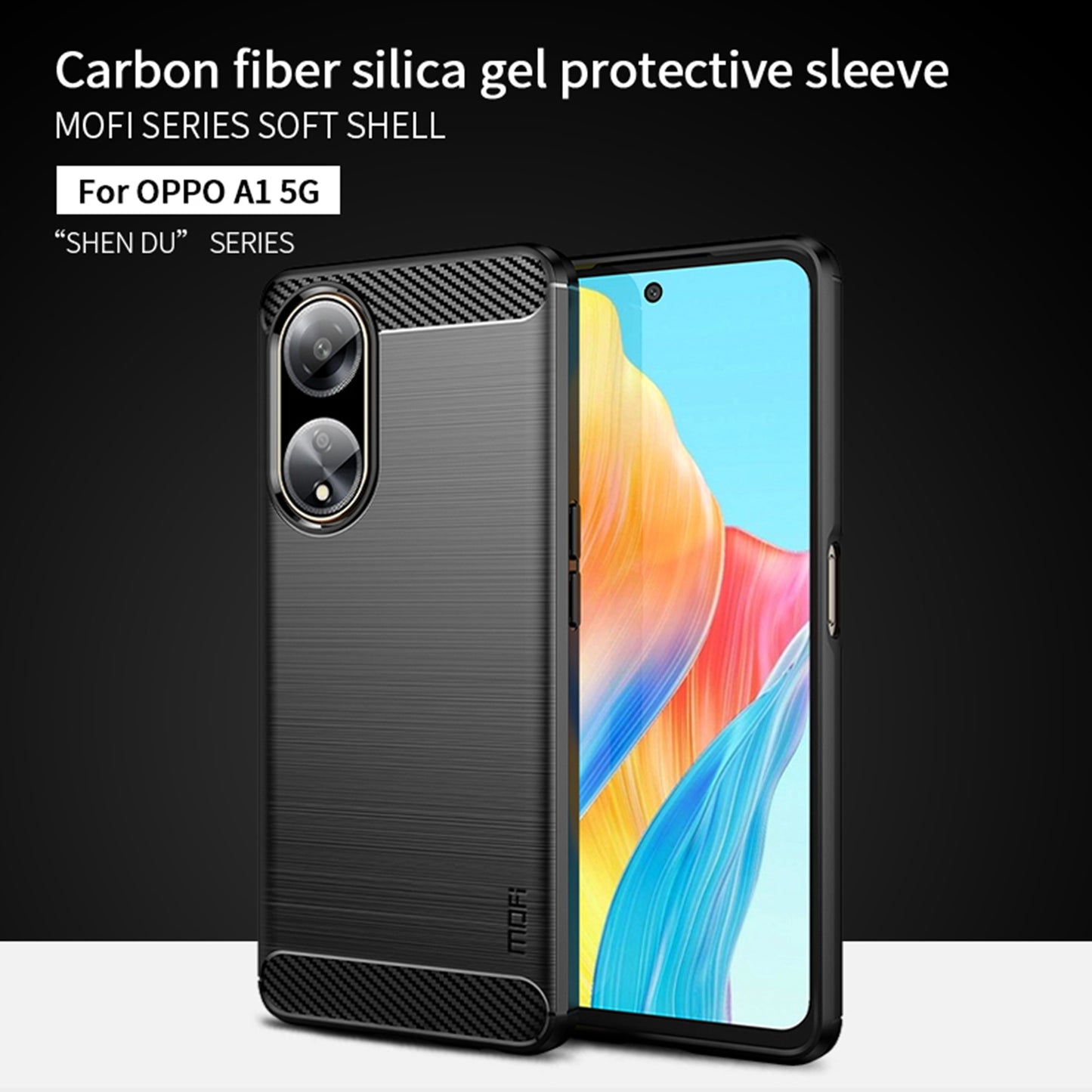MOFI JK TPU Series-1 Soft TPU Phone Case for Oppo A1 5G Carbon Fiber Brushed Anti-Drop Phone Cover