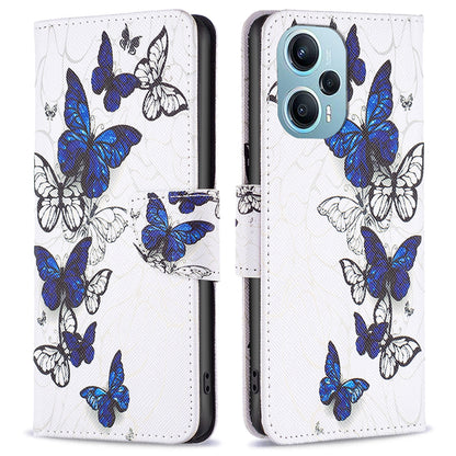 For Xiaomi Poco F5 5G / Redmi Note 12 Turbo Pattern Printing Leather Phone Case Wallet Stand Cover