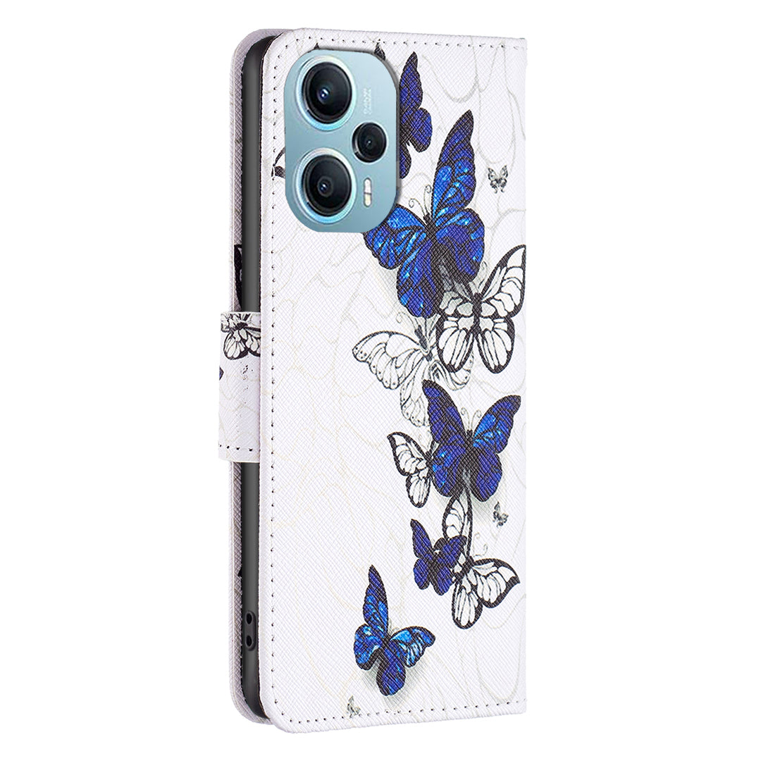 For Xiaomi Poco F5 5G / Redmi Note 12 Turbo Pattern Printing Leather Phone Case Wallet Stand Cover