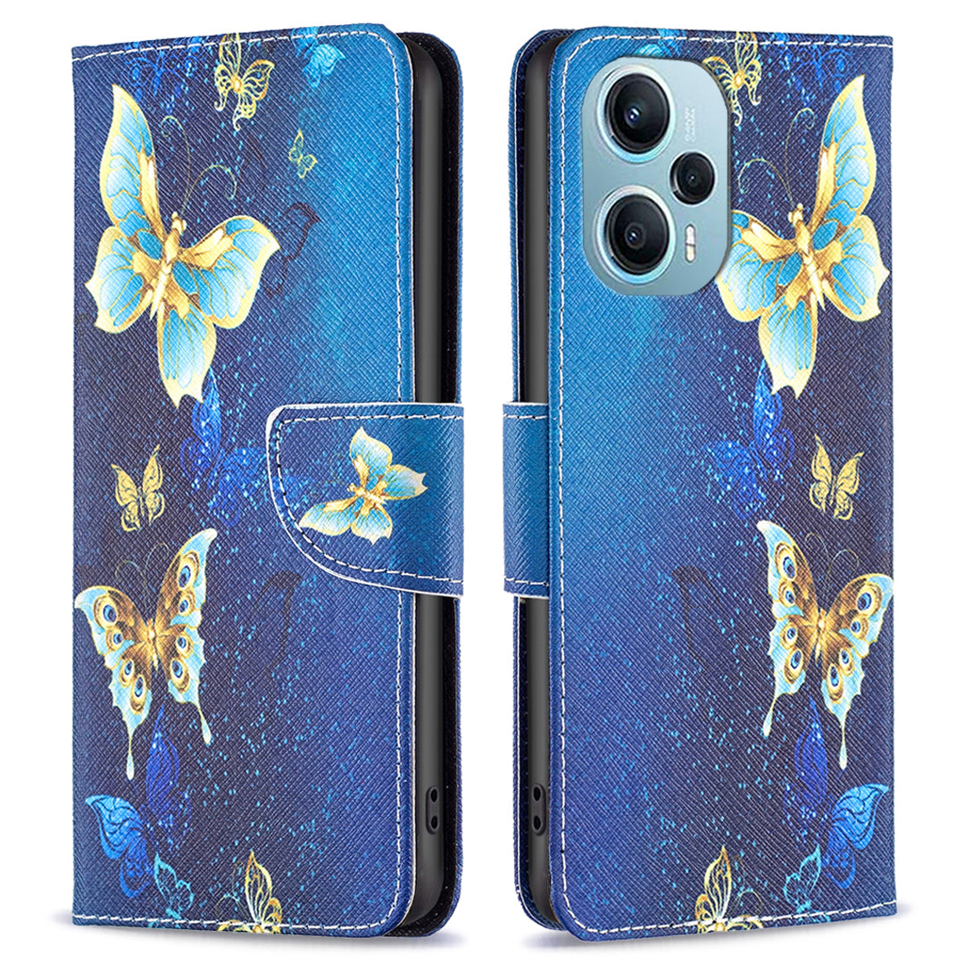 For Xiaomi Poco F5 5G / Redmi Note 12 Turbo Pattern Printing Leather Phone Case Wallet Stand Cover