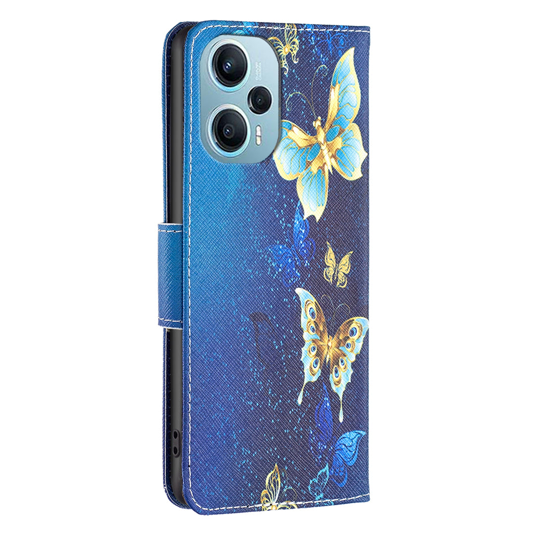For Xiaomi Poco F5 5G / Redmi Note 12 Turbo Pattern Printing Leather Phone Case Wallet Stand Cover