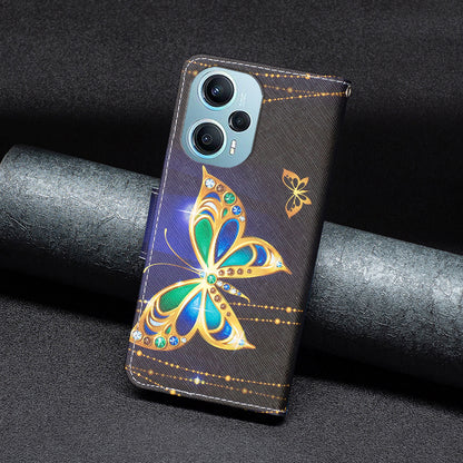 For Xiaomi Poco F5 5G / Redmi Note 12 Turbo Pattern Printing Leather Phone Case Wallet Stand Cover