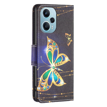 For Xiaomi Poco F5 5G / Redmi Note 12 Turbo Pattern Printing Leather Phone Case Wallet Stand Cover