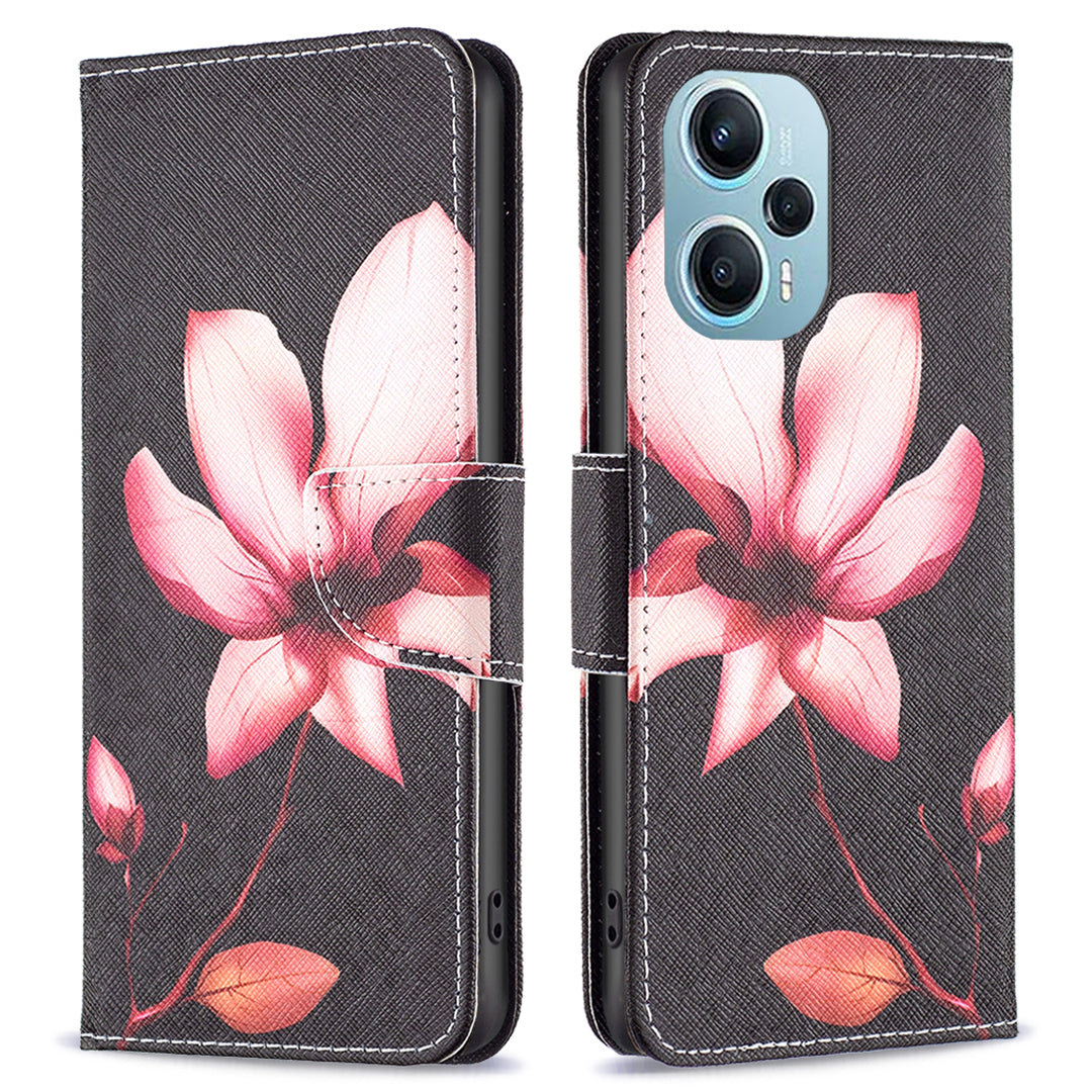 For Xiaomi Poco F5 5G / Redmi Note 12 Turbo Pattern Printing Leather Phone Case Wallet Stand Cover