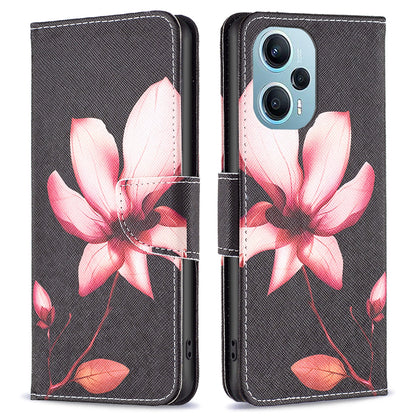 For Xiaomi Poco F5 5G / Redmi Note 12 Turbo Pattern Printing Leather Phone Case Wallet Stand Cover