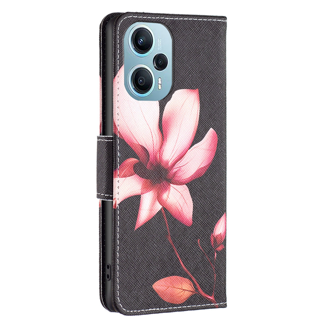 For Xiaomi Poco F5 5G / Redmi Note 12 Turbo Pattern Printing Leather Phone Case Wallet Stand Cover