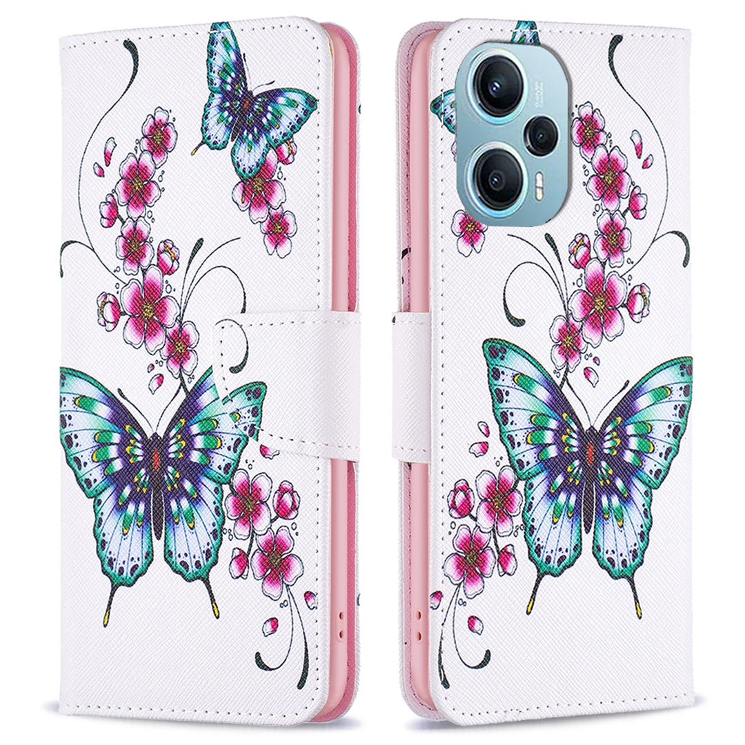 For Xiaomi Poco F5 5G / Redmi Note 12 Turbo Pattern Printing Leather Phone Case Wallet Stand Cover