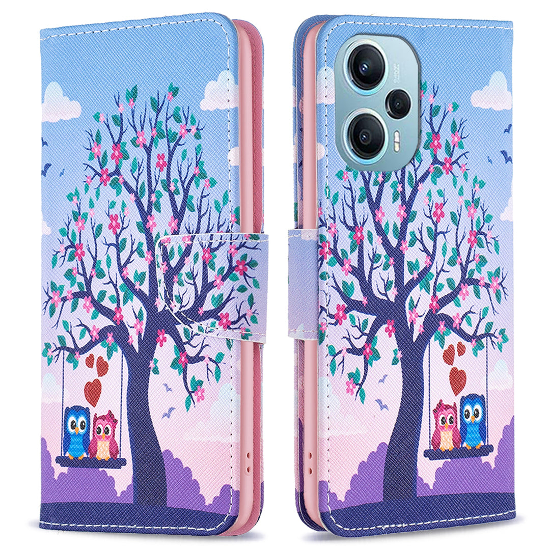 For Xiaomi Poco F5 5G / Redmi Note 12 Turbo Pattern Printing Leather Phone Case Wallet Stand Cover