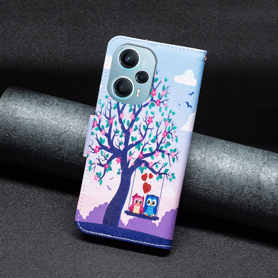 For Xiaomi Poco F5 5G / Redmi Note 12 Turbo Pattern Printing Leather Phone Case Wallet Stand Cover