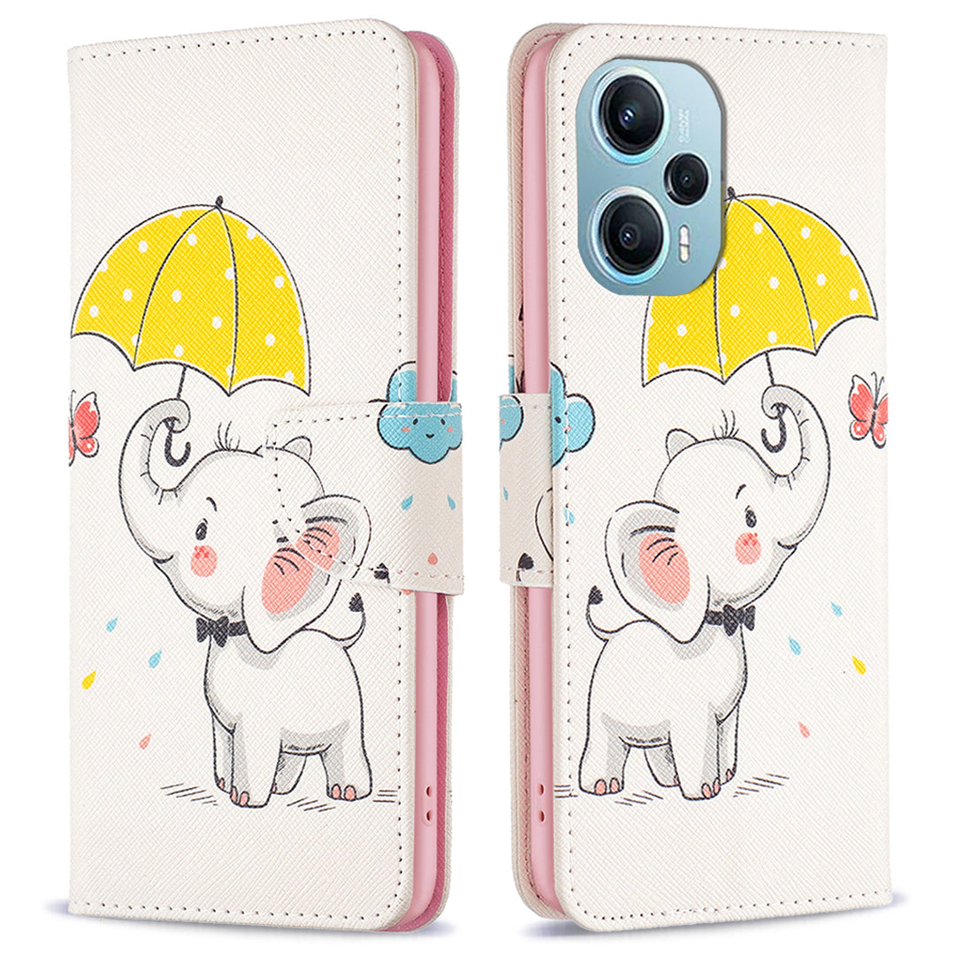 For Xiaomi Poco F5 5G / Redmi Note 12 Turbo Pattern Printing Leather Phone Case Wallet Stand Cover