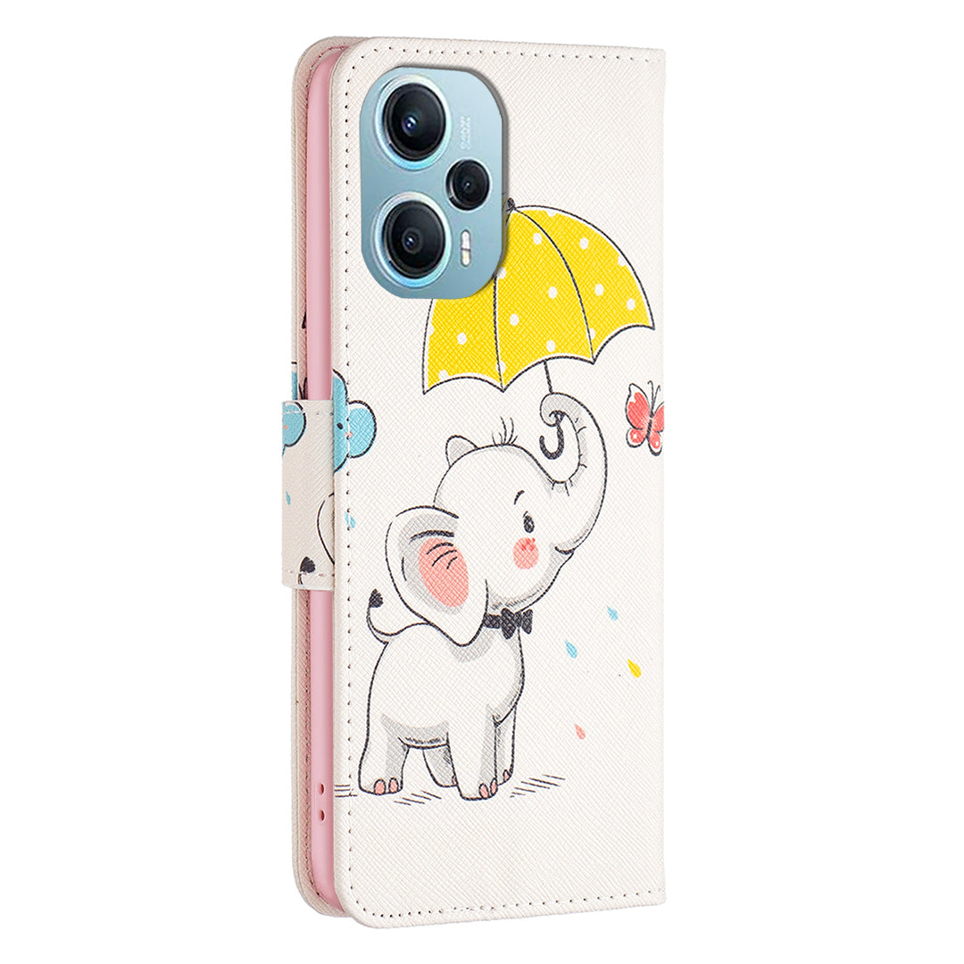 For Xiaomi Poco F5 5G / Redmi Note 12 Turbo Pattern Printing Leather Phone Case Wallet Stand Cover