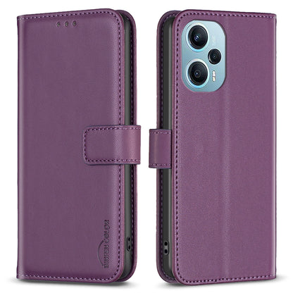 BINFEN COLOR BF17 For Xiaomi Poco F5 5G / Redmi Note 12 Turbo Phone Stand Case PU Leather Cover Wallet