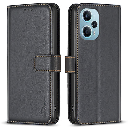 BINFEN COLOR BF17 For Xiaomi Poco F5 5G / Redmi Note 12 Turbo Phone Stand Case PU Leather Cover Wallet