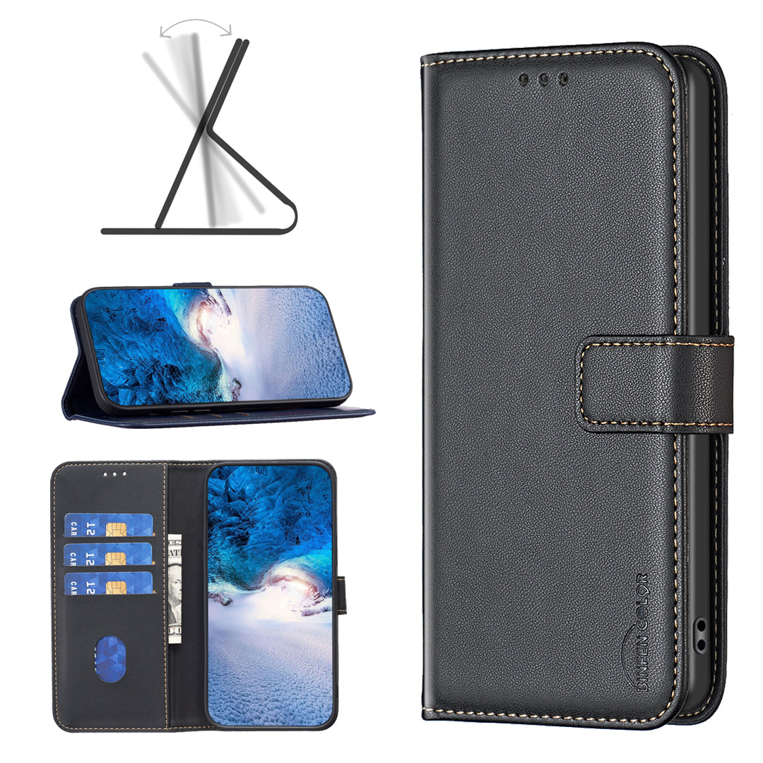 BINFEN COLOR BF17 For Xiaomi Poco F5 5G / Redmi Note 12 Turbo Phone Stand Case PU Leather Cover Wallet