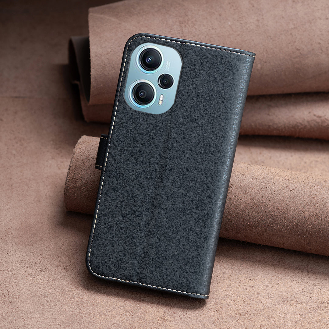 BINFEN COLOR BF17 For Xiaomi Poco F5 5G / Redmi Note 12 Turbo Phone Stand Case PU Leather Cover Wallet