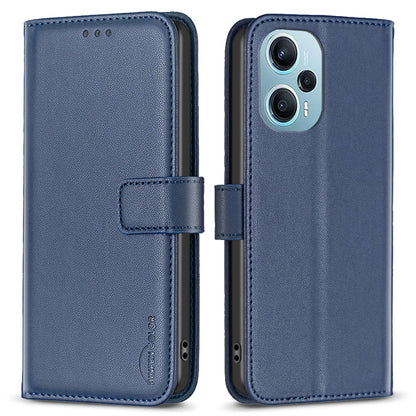 BINFEN COLOR BF17 For Xiaomi Poco F5 5G / Redmi Note 12 Turbo Phone Stand Case PU Leather Cover Wallet