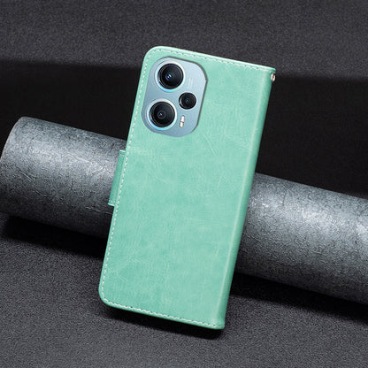 For Xiaomi Poco F5 5G / Redmi Note 12 Turbo Wallet Phone Case Butterfly Imprinted Leather Flip Cover with Strap