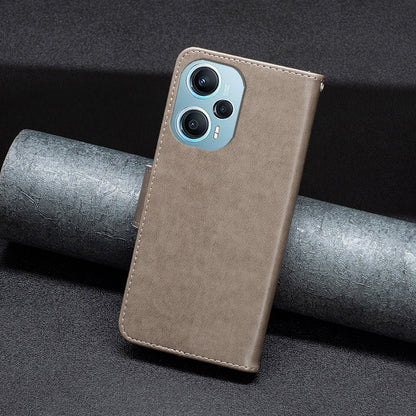 For Xiaomi Poco F5 5G / Redmi Note 12 Turbo Wallet Phone Case Butterfly Imprinted Leather Flip Cover with Strap