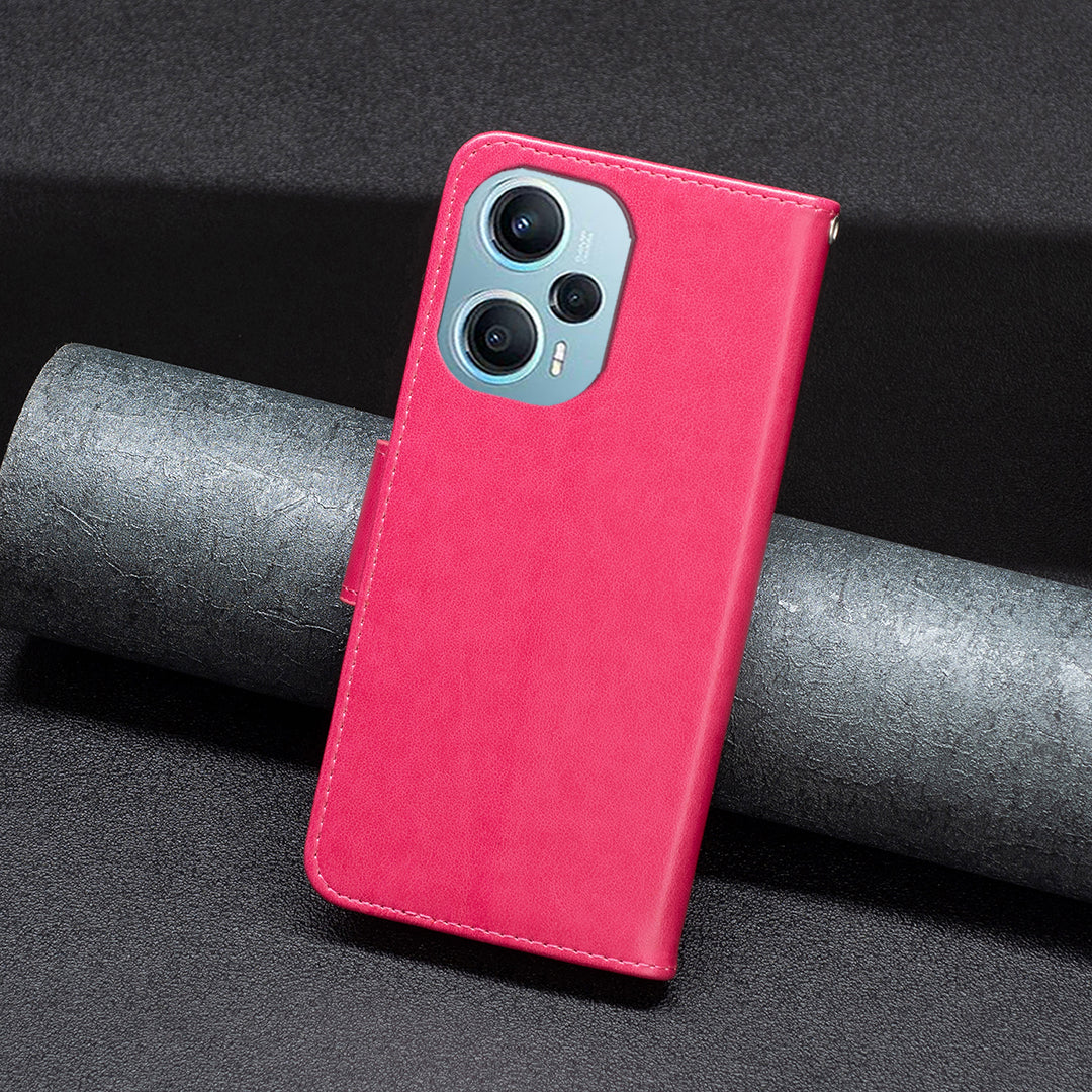 For Xiaomi Poco F5 5G / Redmi Note 12 Turbo Wallet Phone Case Butterfly Imprinted Leather Flip Cover with Strap