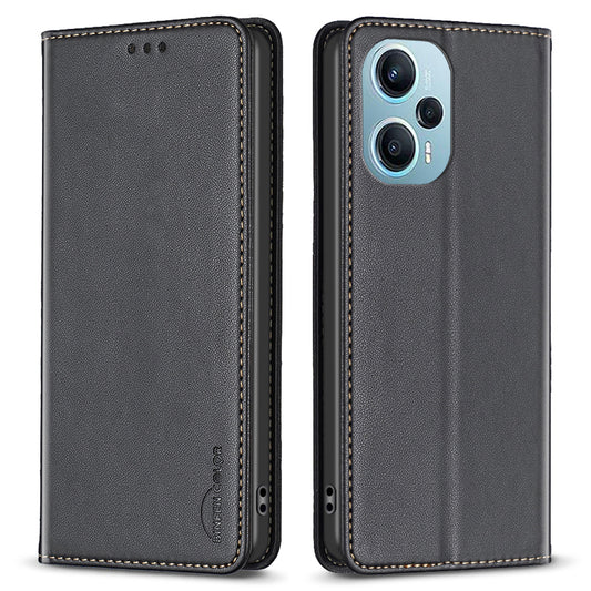 BINFEN COLOR BF18 For Xiaomi Poco F5 5G / Redmi Note 12 Turbo PU Leather Phone Case Card Slot Stand Phone Cover