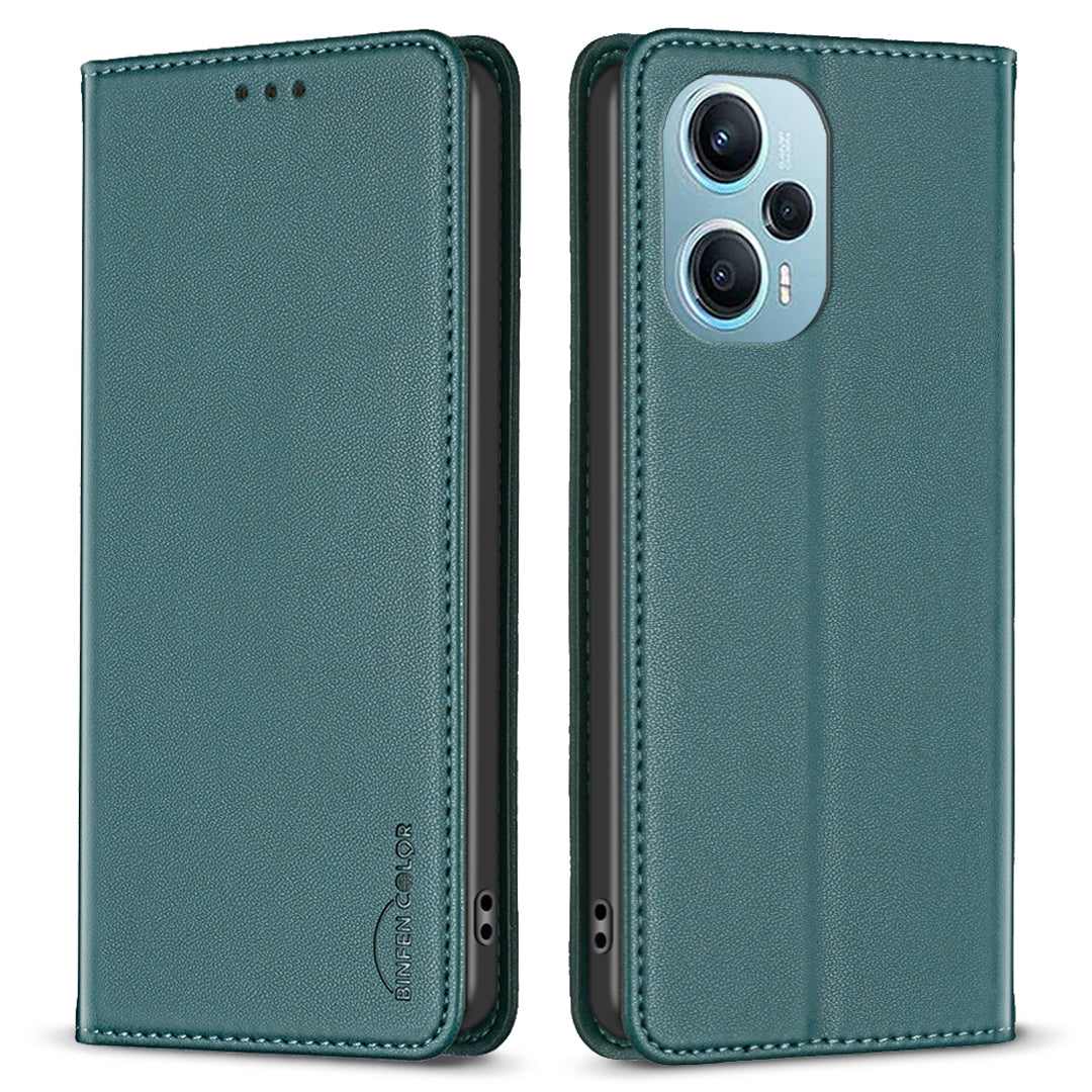 BINFEN COLOR BF18 For Xiaomi Poco F5 5G / Redmi Note 12 Turbo PU Leather Phone Case Card Slot Stand Phone Cover