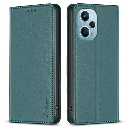 BINFEN COLOR BF18 For Xiaomi Poco F5 5G / Redmi Note 12 Turbo PU Leather Phone Case Card Slot Stand Phone Cover