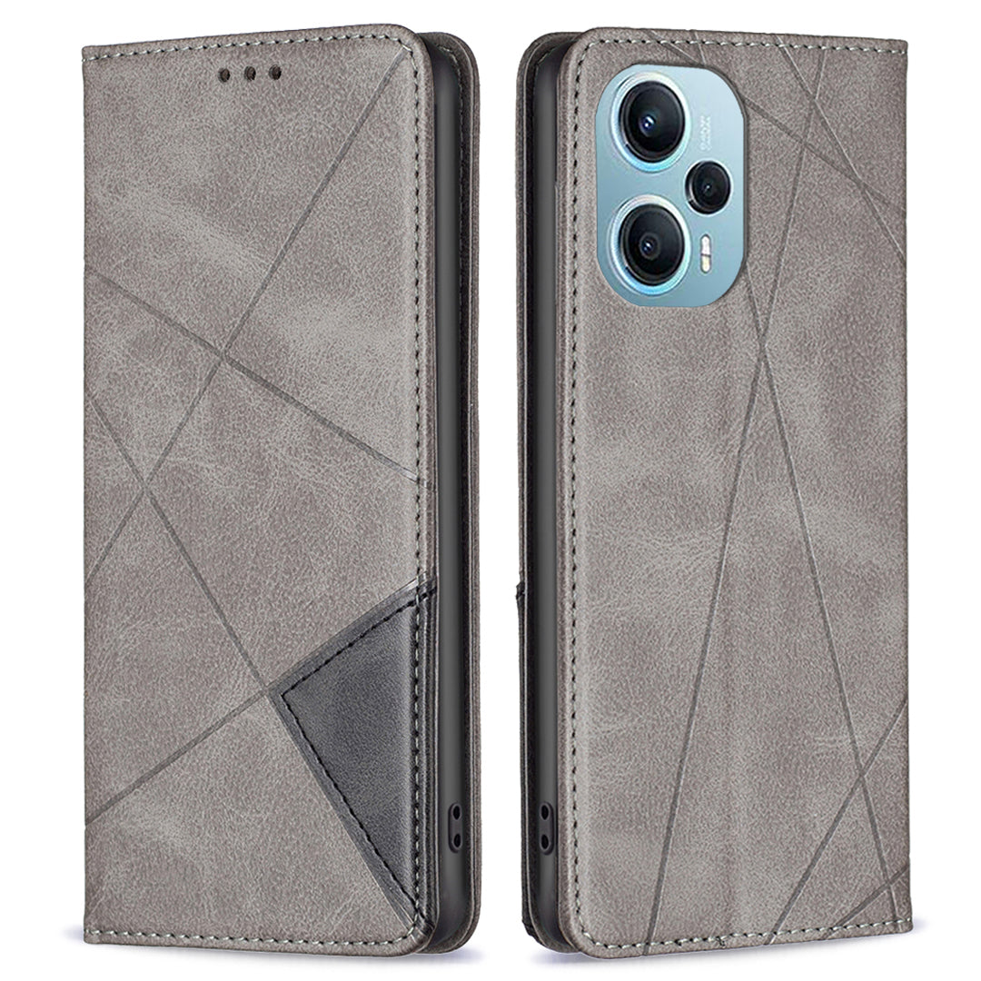 Phone Cover for Xiaomi Poco F5 5G / Redmi Note 12 Turbo PU Leather Imprinting Pattern Card Holder Stand Phone Stand Case