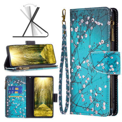 For Xiaomi Poco F5 5G / Redmi Note 12 Turbo BF03 Leather Wallet Stand Phone Case Zipper Pocket Pattern Printing Cover