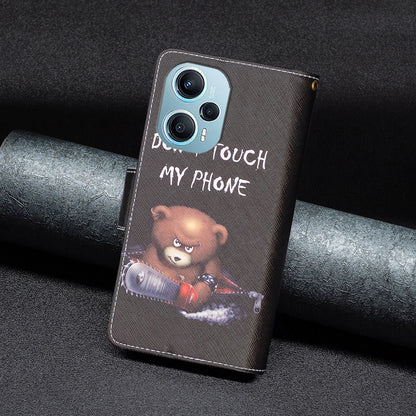 For Xiaomi Poco F5 5G / Redmi Note 12 Turbo BF03 Leather Wallet Stand Phone Case Zipper Pocket Pattern Printing Cover