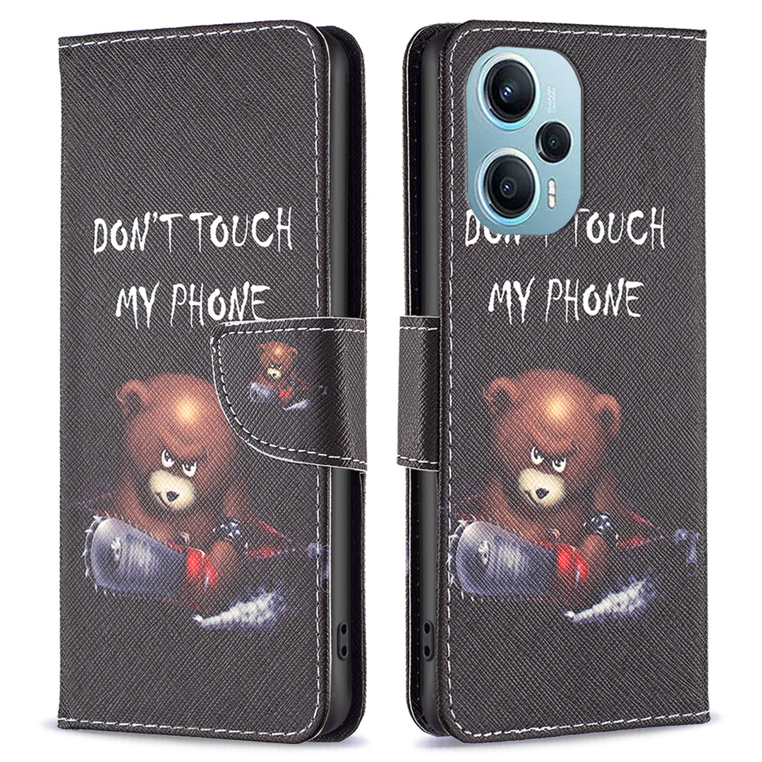 For Xiaomi Poco F5 5G / Redmi Note 12 Turbo Pattern Printing Anti-drop Phone Case Leather Wallet Stand Cover