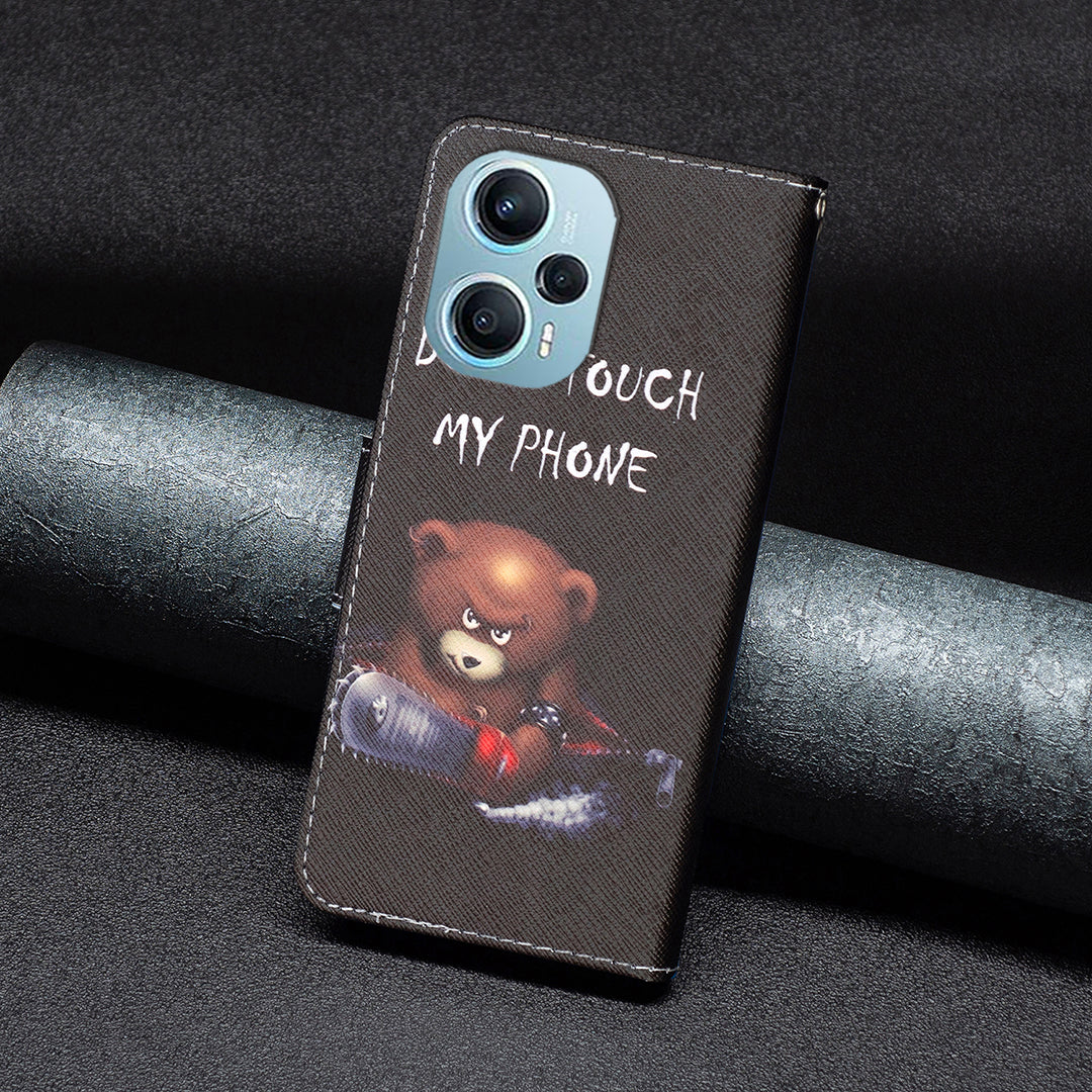 For Xiaomi Poco F5 5G / Redmi Note 12 Turbo Pattern Printing Anti-drop Phone Case Leather Wallet Stand Cover