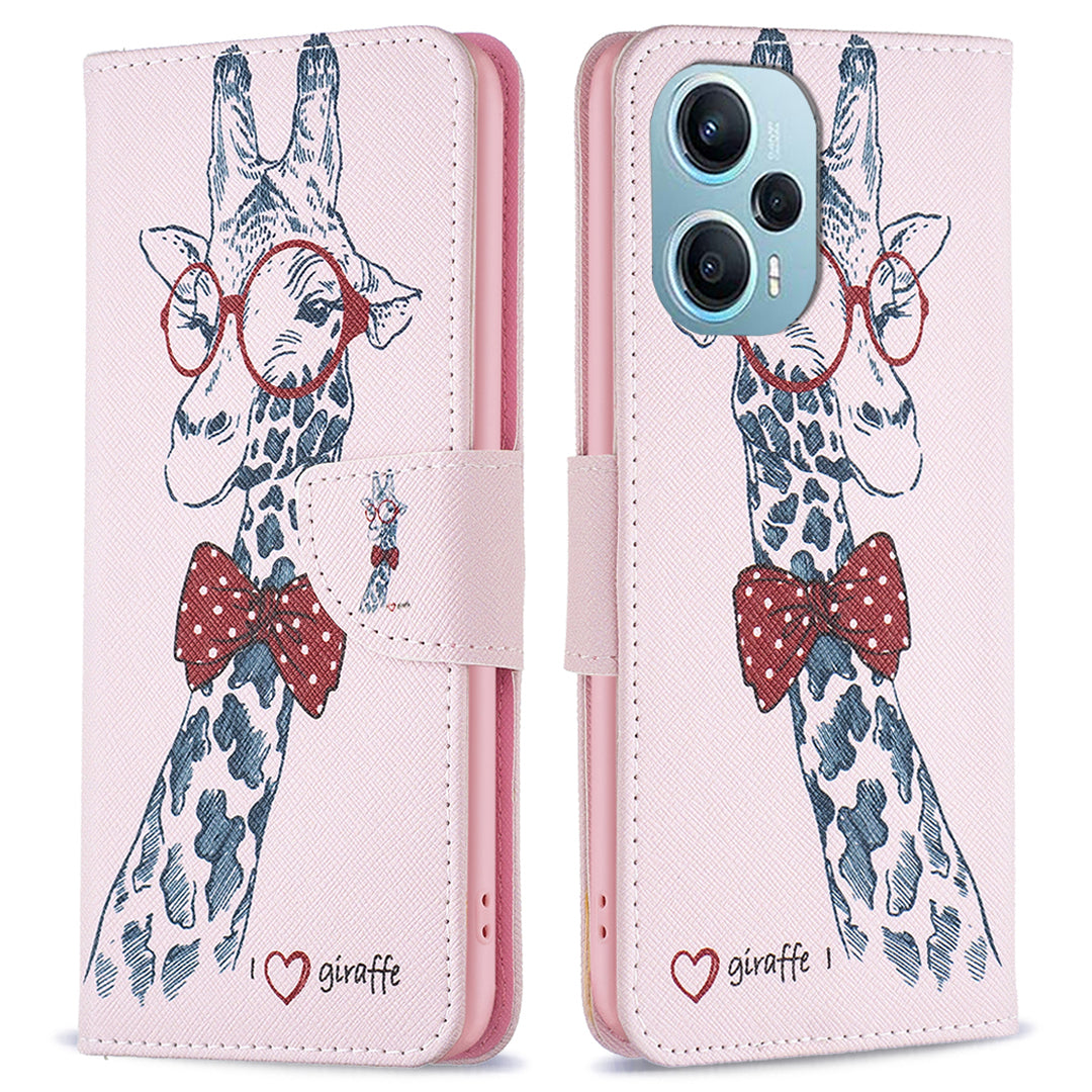 For Xiaomi Poco F5 5G / Redmi Note 12 Turbo Pattern Printing Anti-drop Phone Case Leather Wallet Stand Cover