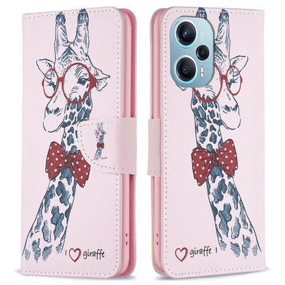 For Xiaomi Poco F5 5G / Redmi Note 12 Turbo Pattern Printing Anti-drop Phone Case Leather Wallet Stand Cover